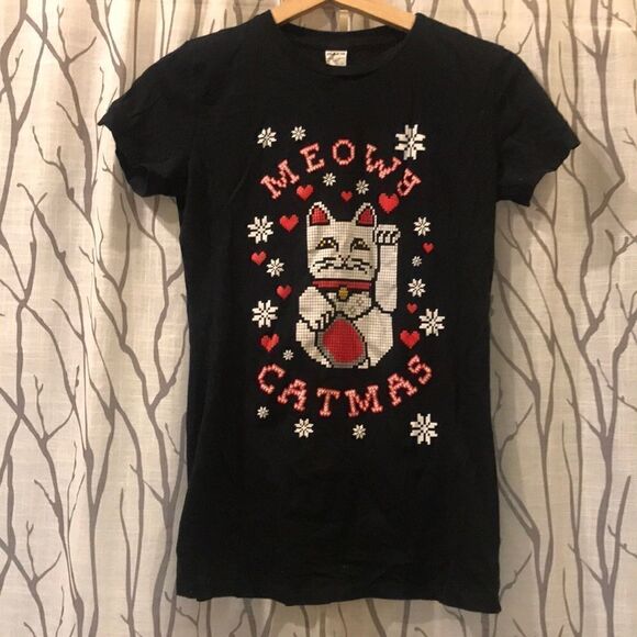 "Meowy Catmas" Tee - Size Jr Medium - Picture 2 of 4